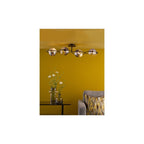 OLY0422-19 Olympus 4 Light Semi-Flush Matt Black and Smoked/Clear Ribbed Glass