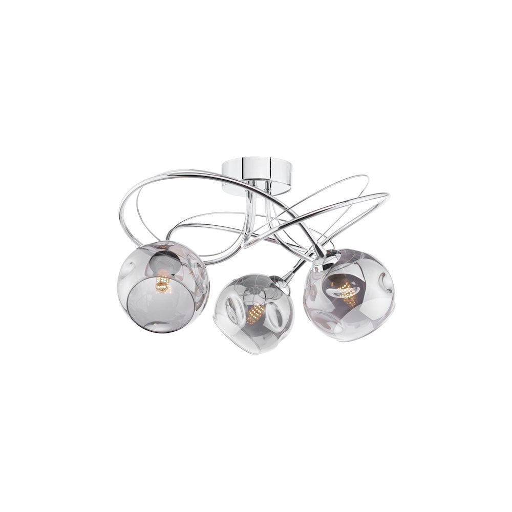 ONA5350-15 Onawa 3 Light Semi Flush Polished Chrome Smoked Glass