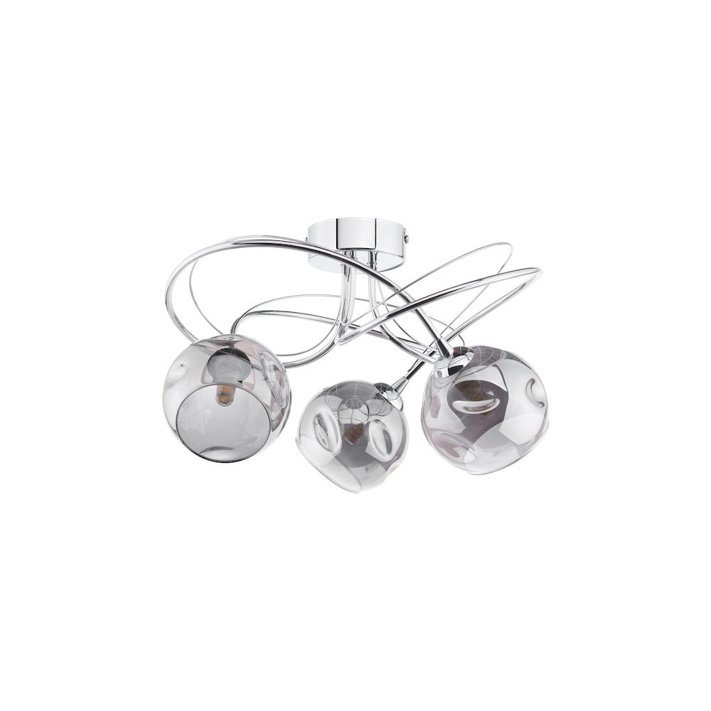 ONA5350-15 Onawa 3 Light Semi Flush Polished Chrome Smoked Glass