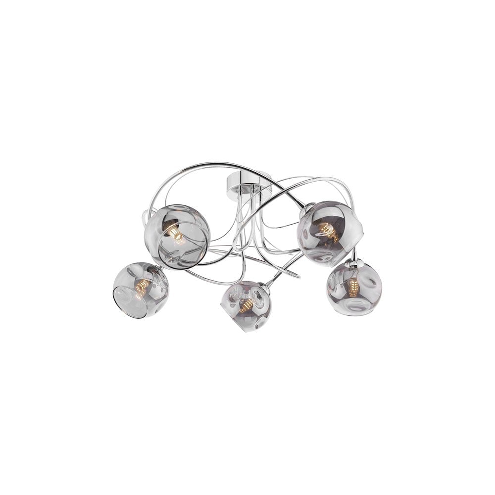 ONA5450-15 Onawa 5 Light Semi Flush Polished Chrome Smoked Glass