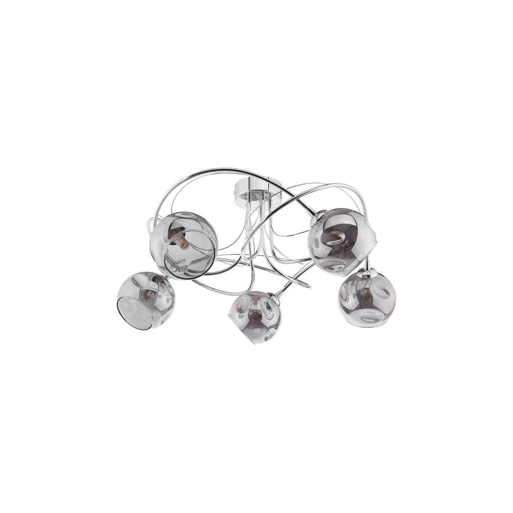 ONA5450-15 Onawa 5 Light Semi Flush Polished Chrome Smoked Glass