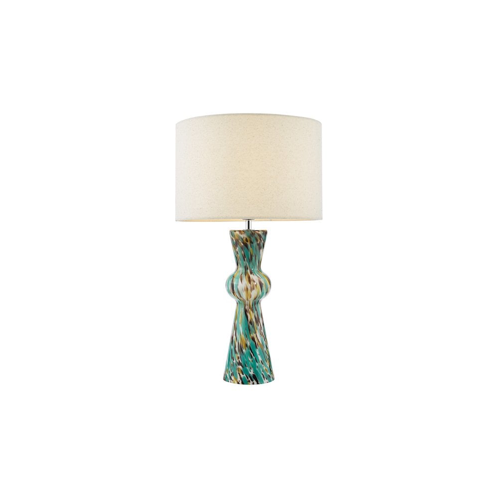 RHE4223 Rheneas Table Lamp Blue Art Glass and Polished Chrome With Shade