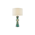 RHE4223 Rheneas Table Lamp Blue Art Glass and Polished Chrome With Shade