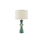 RHE4223 Rheneas Table Lamp Blue Art Glass and Polished Chrome With Shade