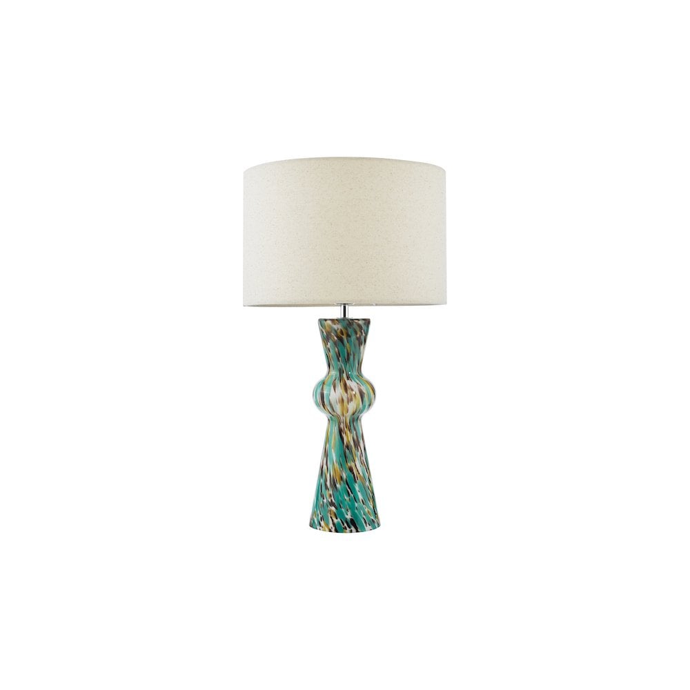 RHE4223 Rheneas Table Lamp Blue Art Glass and Polished Chrome With Shade