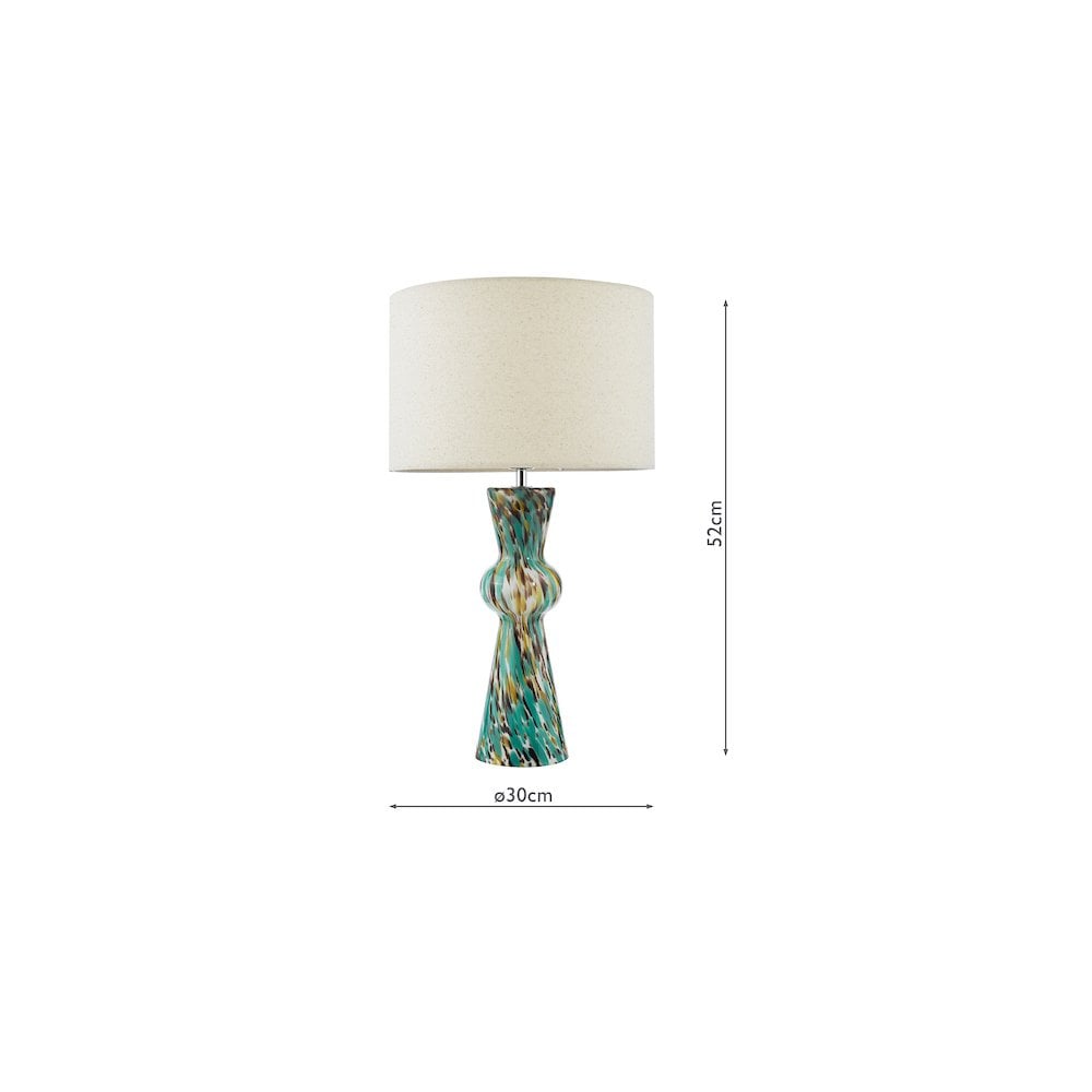 RHE4223 Rheneas Table Lamp Blue Art Glass and Polished Chrome With Shade