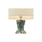 RHE4223 Rheneas Table Lamp Blue Art Glass and Polished Chrome With Shade