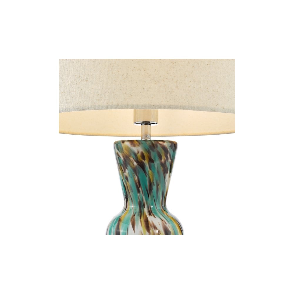 RHE4223 Rheneas Table Lamp Blue Art Glass and Polished Chrome With Shade