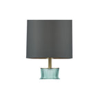 SUE4224 Suelita Table Lamp Green Ribbed Glass and Antique Brass With Shade