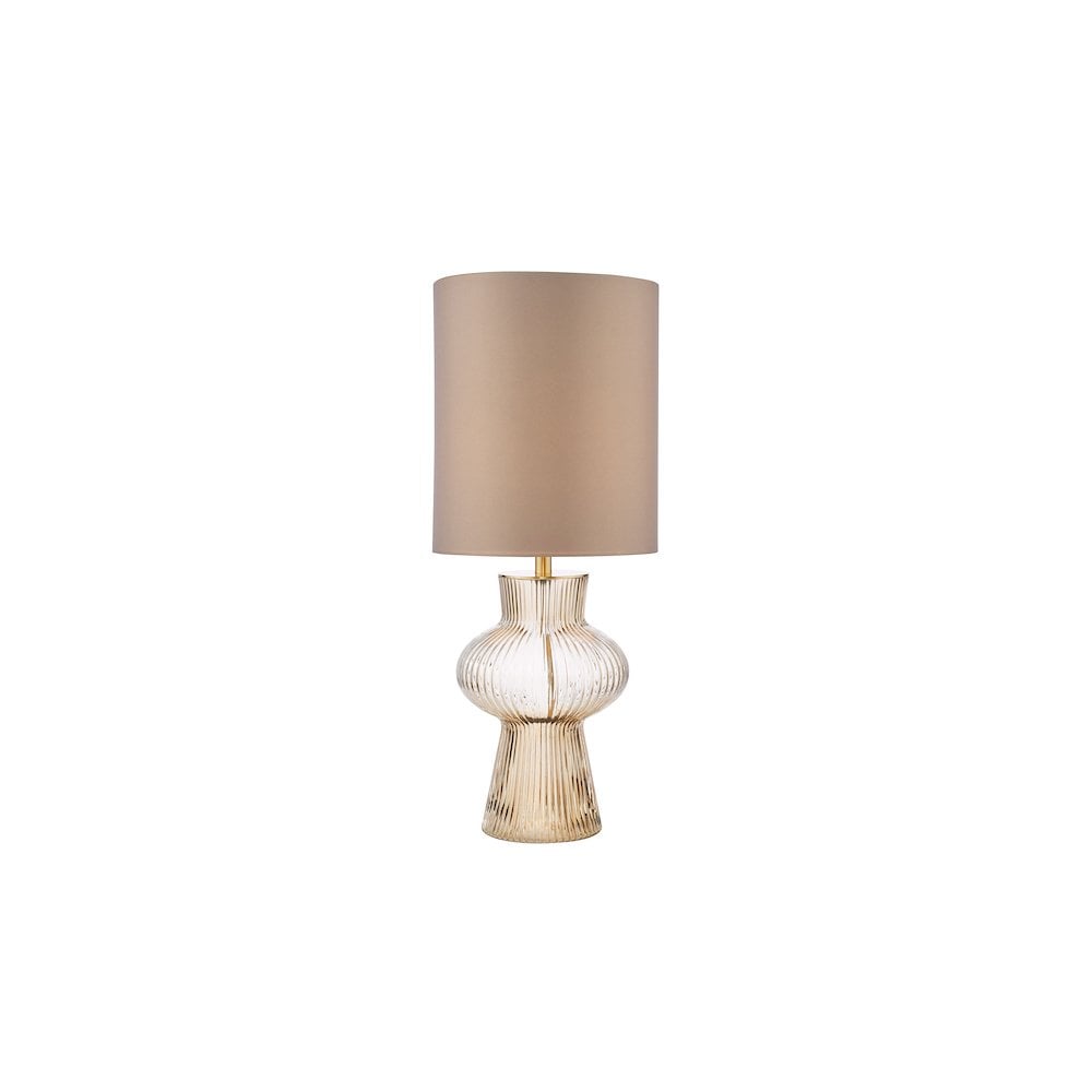 SUE4229 Suelita Table Lamp Brown Ribbed Glass and Antique Brass With Shade