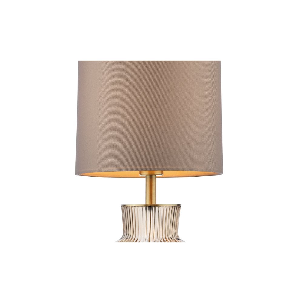 SUE4229 Suelita Table Lamp Brown Ribbed Glass and Antique Brass With Shade