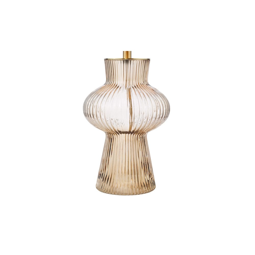 SUE4229 Suelita Table Lamp Brown Ribbed Glass and Antique Brass With Shade