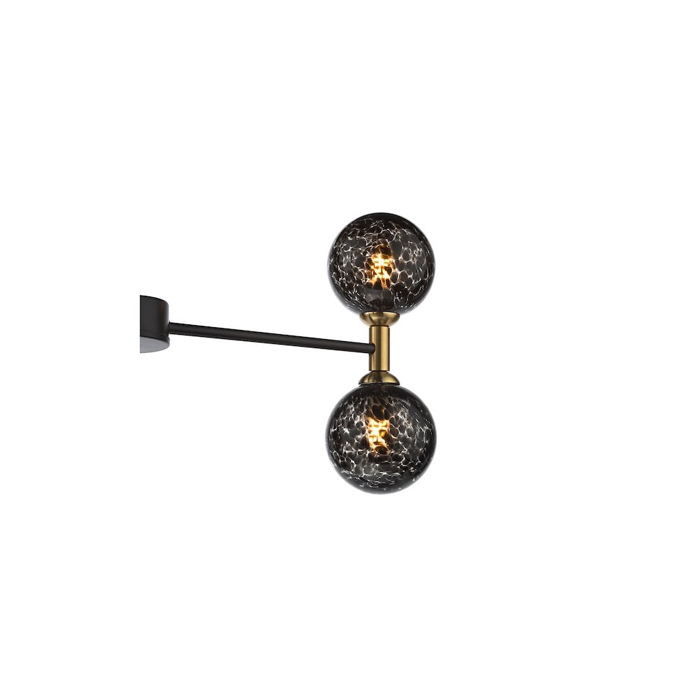 TAK0654-21 Takara 6 Light Semi-Flush Matt Black and Bronze With Black Confetti Glass