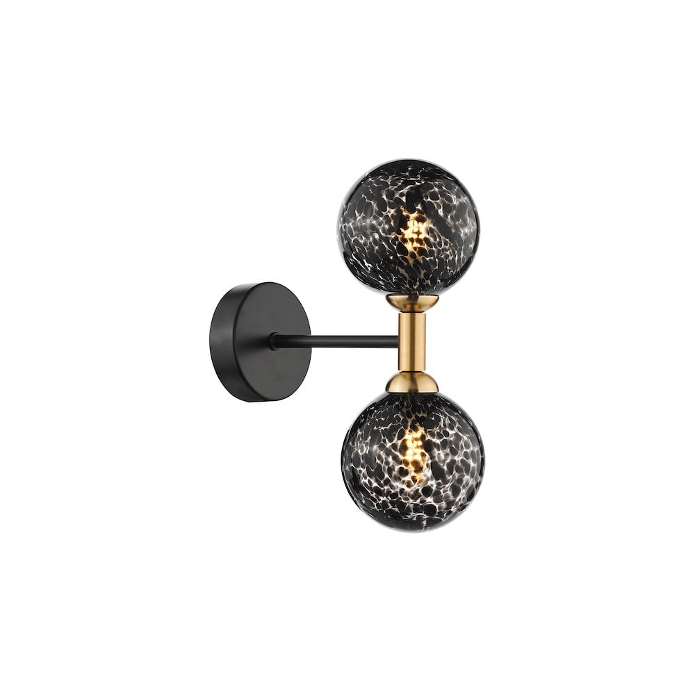 TAK0954-21 Takara 2 Light Wall Light Black With Black Confetti Glass