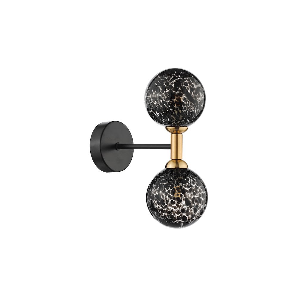 TAK0954-21 Takara 2 Light Wall Light Black With Black Confetti Glass