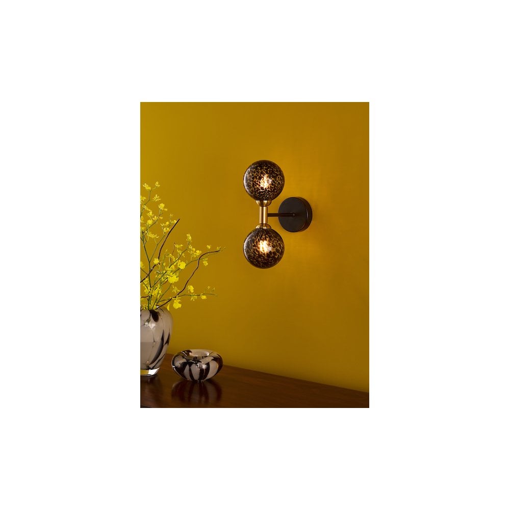 TAK0954-21 Takara 2 Light Wall Light Black With Black Confetti Glass