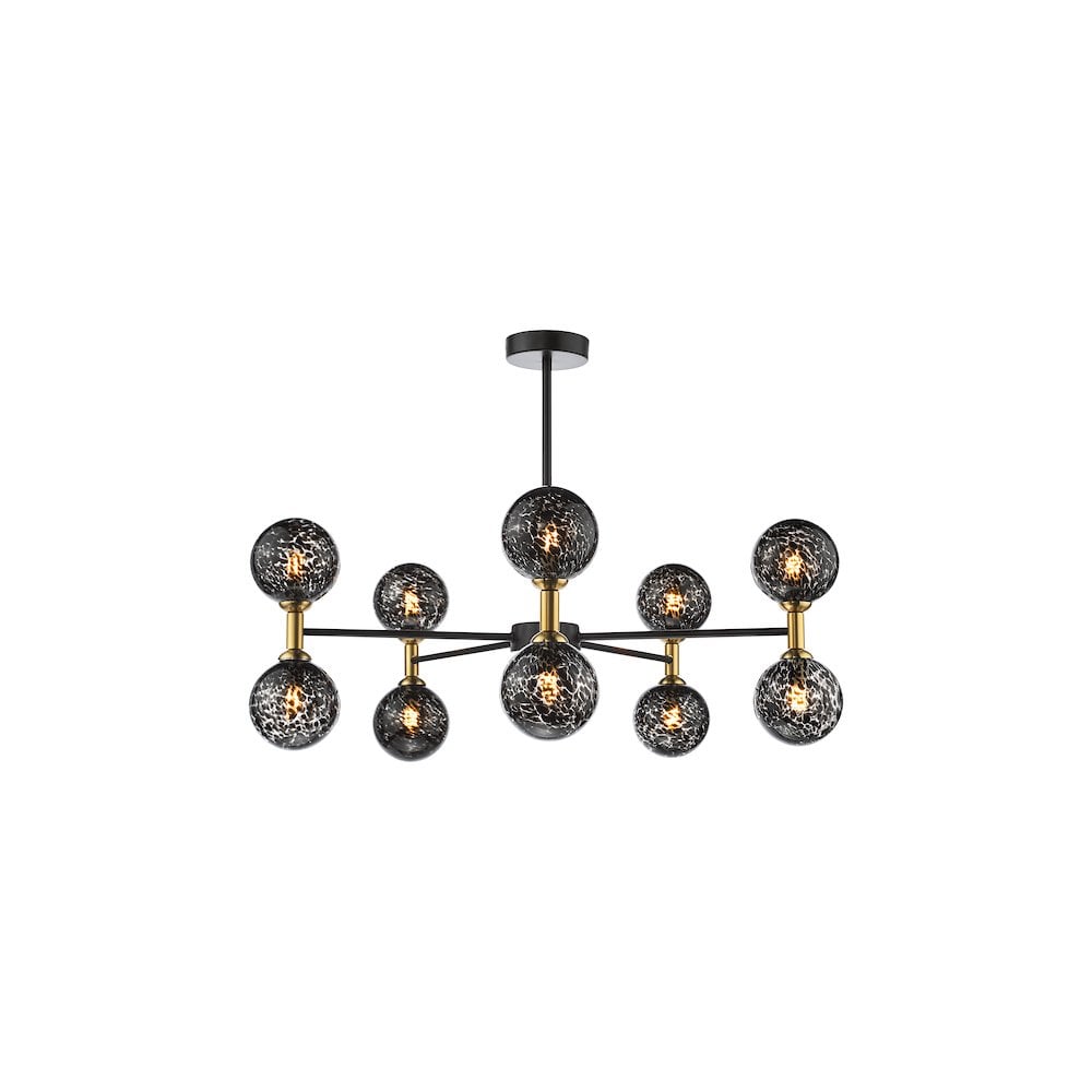 TAK2354-21 Takara 10 Light Semi-Flush Matt Black With Black Confetti Glass