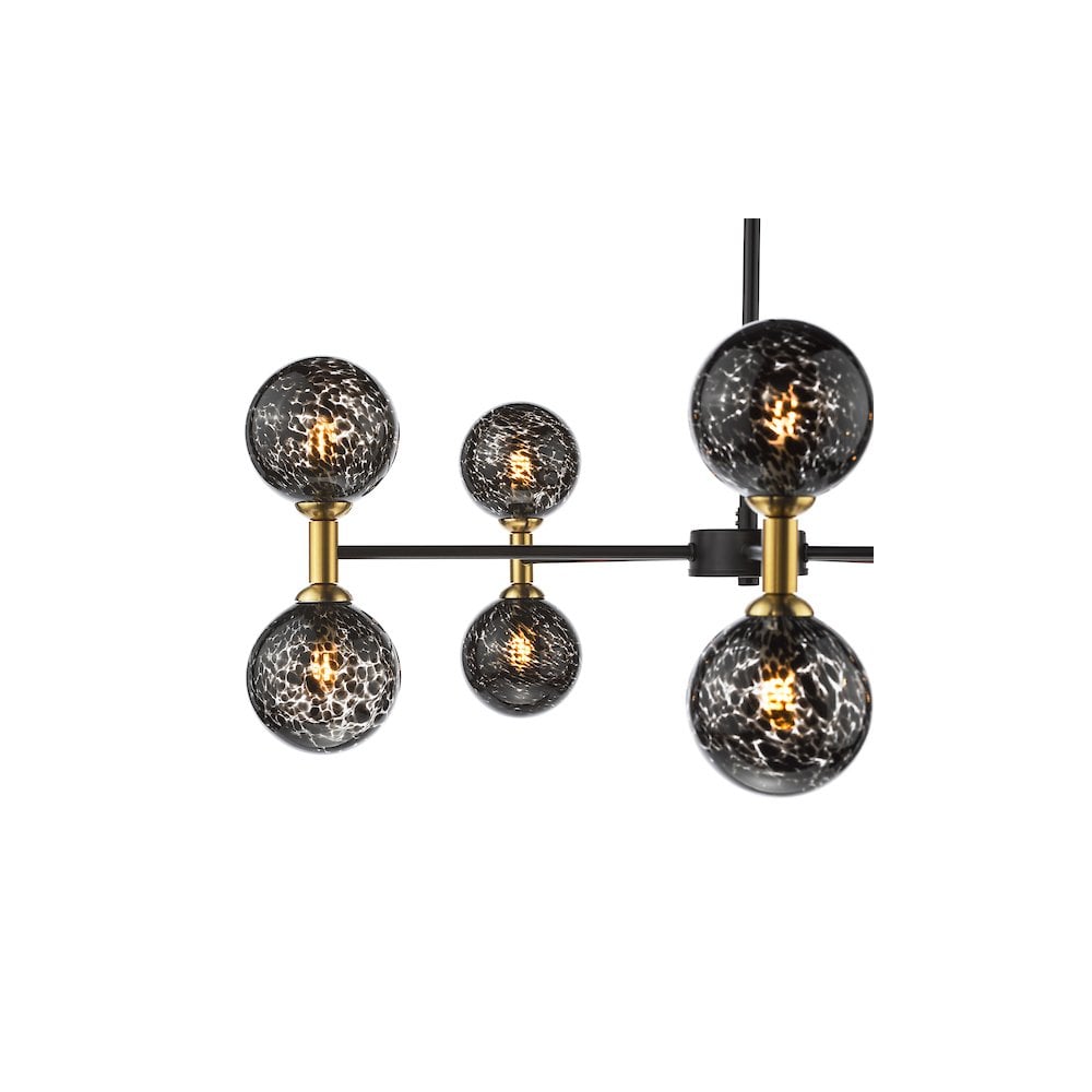 TAK2354-21 Takara 10 Light Semi-Flush Matt Black With Black Confetti Glass