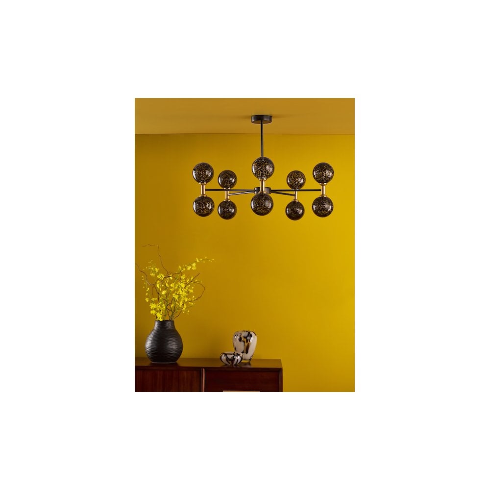 TAK2354-21 Takara 10 Light Semi-Flush Matt Black With Black Confetti Glass