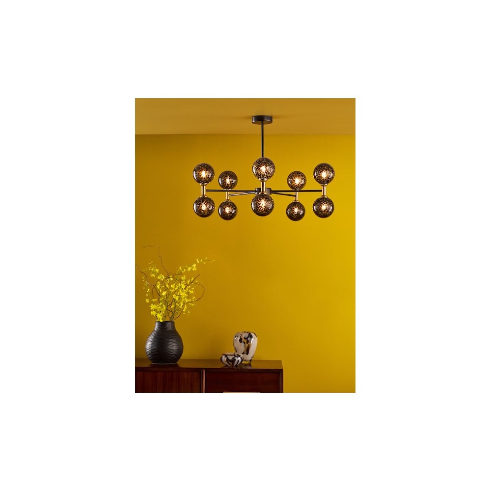 TAK2354-21 Takara 10 Light Semi-Flush Matt Black With Black Confetti Glass