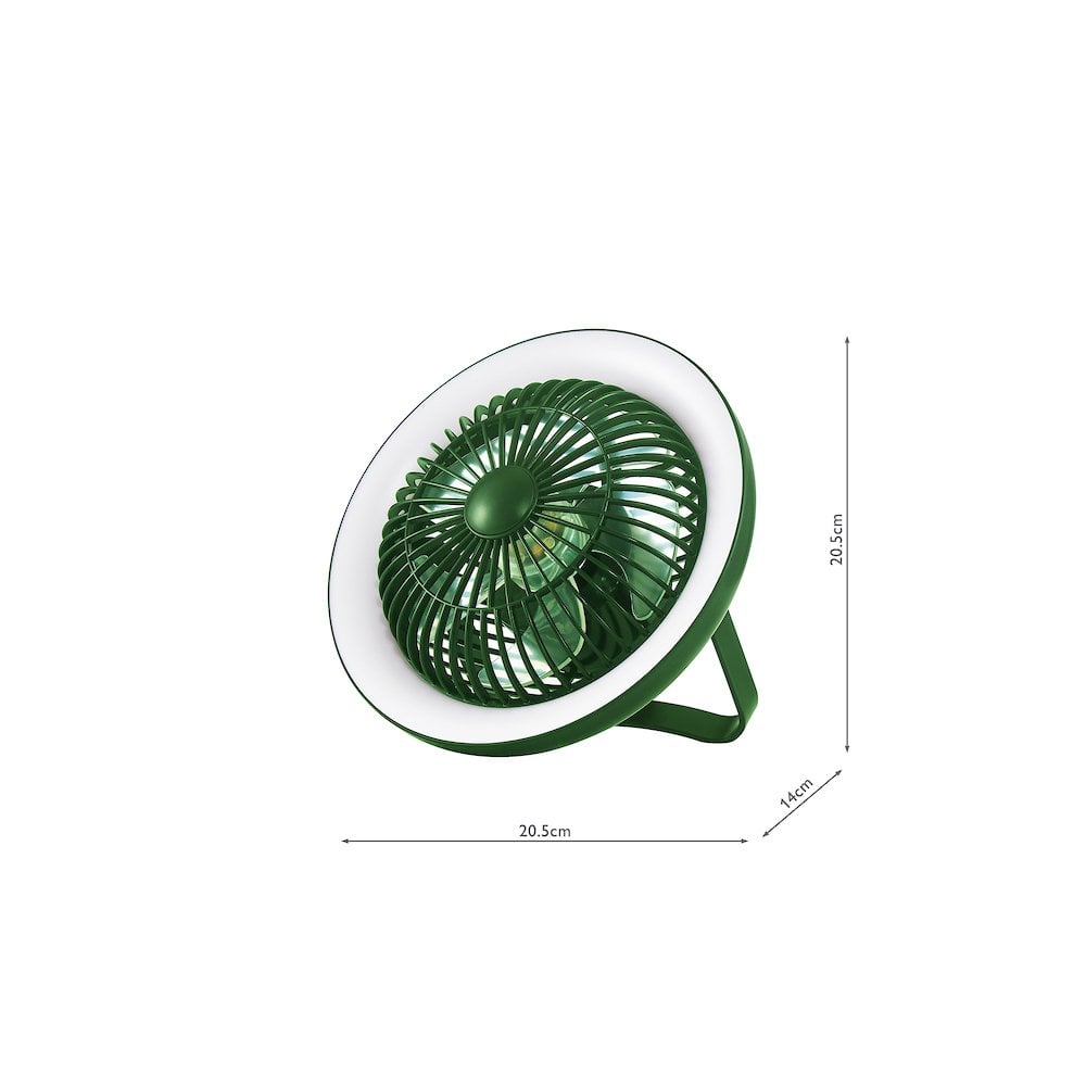 TUR4124 Turbo Rechargeable Desk Fan With Lamp Green LED