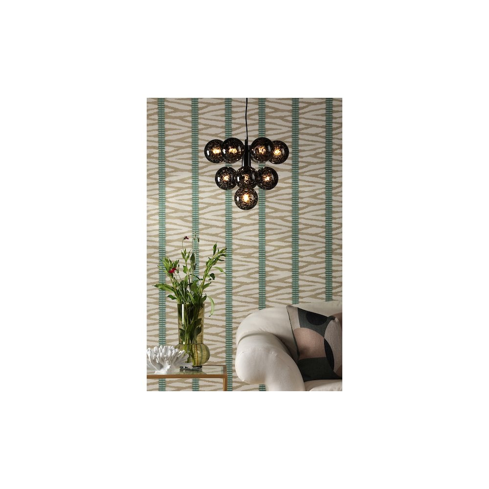 VIN2322-21 Vine 10 Light Pendant Matt Black and Black Confetti Glass