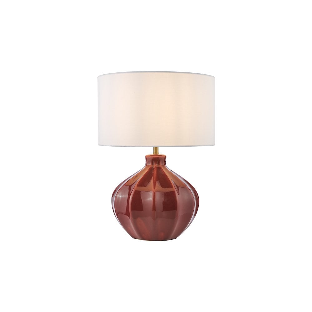 AMR4225-PYR142 Amrita Ceramic Table Lamp Red and Antique Brass With Shade