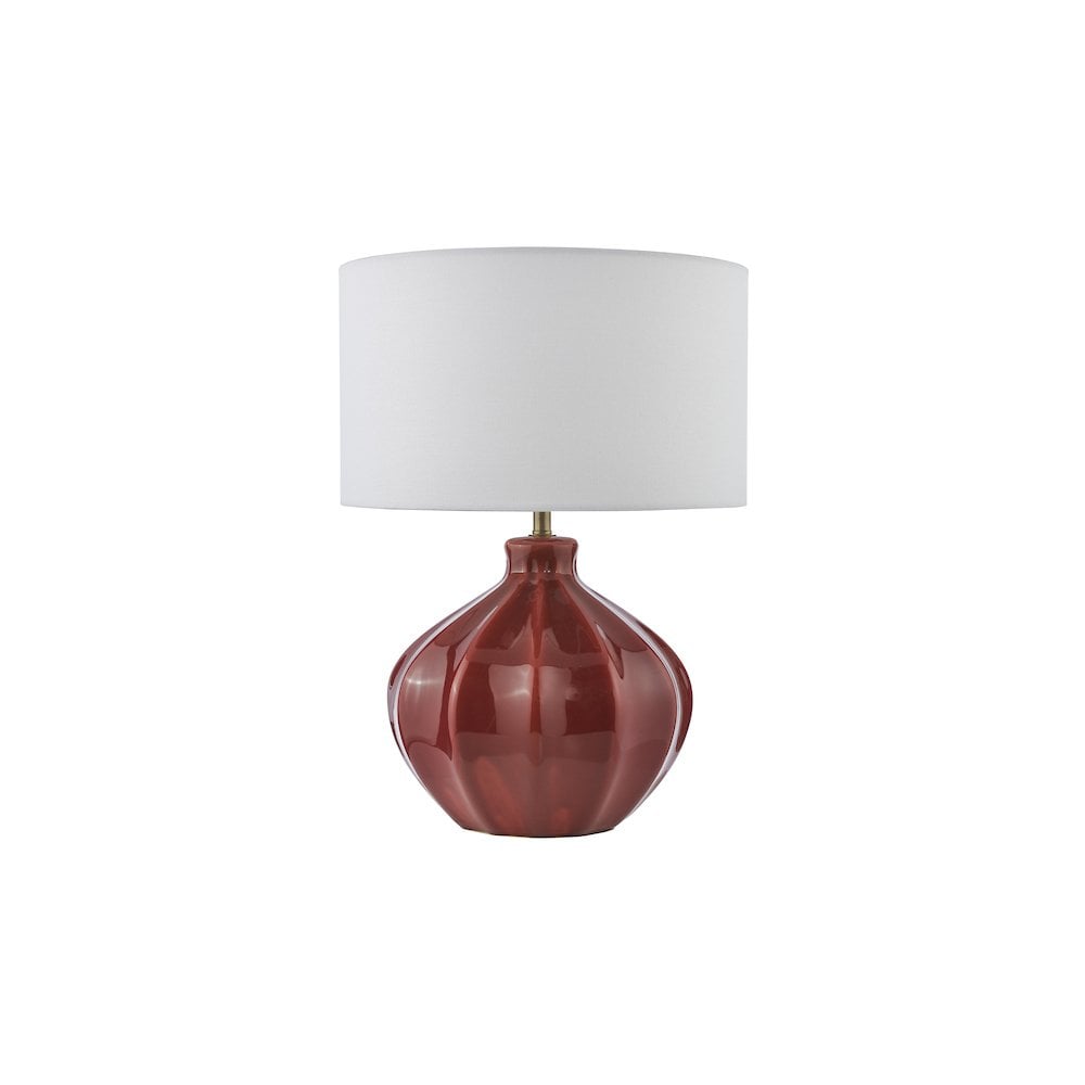 AMR4225-PYR142 Amrita Ceramic Table Lamp Red and Antique Brass With Shade
