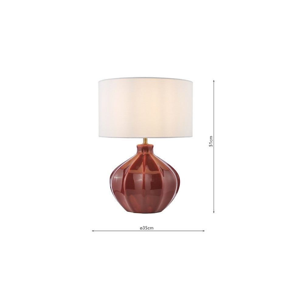 AMR4225-PYR142 Amrita Ceramic Table Lamp Red and Antique Brass With Shade