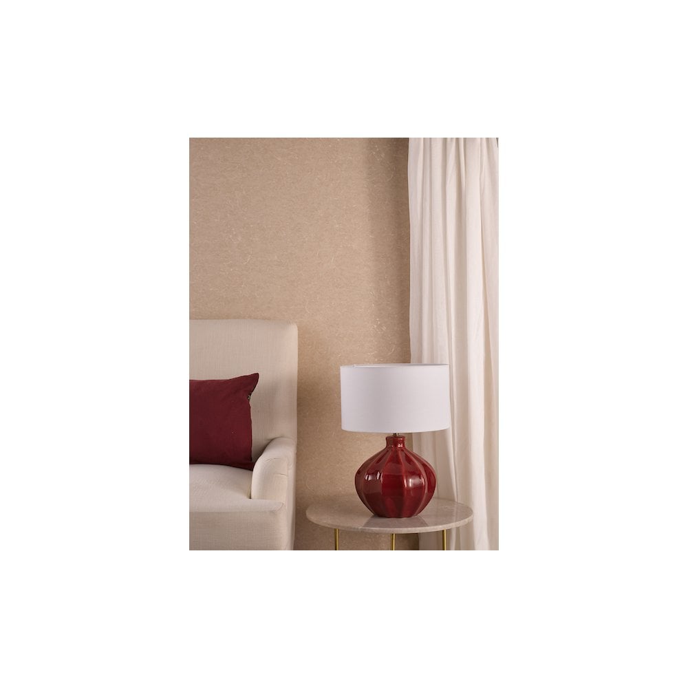 AMR4225-PYR142 Amrita Ceramic Table Lamp Red and Antique Brass With Shade