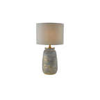 CRE4239-PYR1439 Creon Ceramic Table Lamp Grey and Antique Brassss With Shade