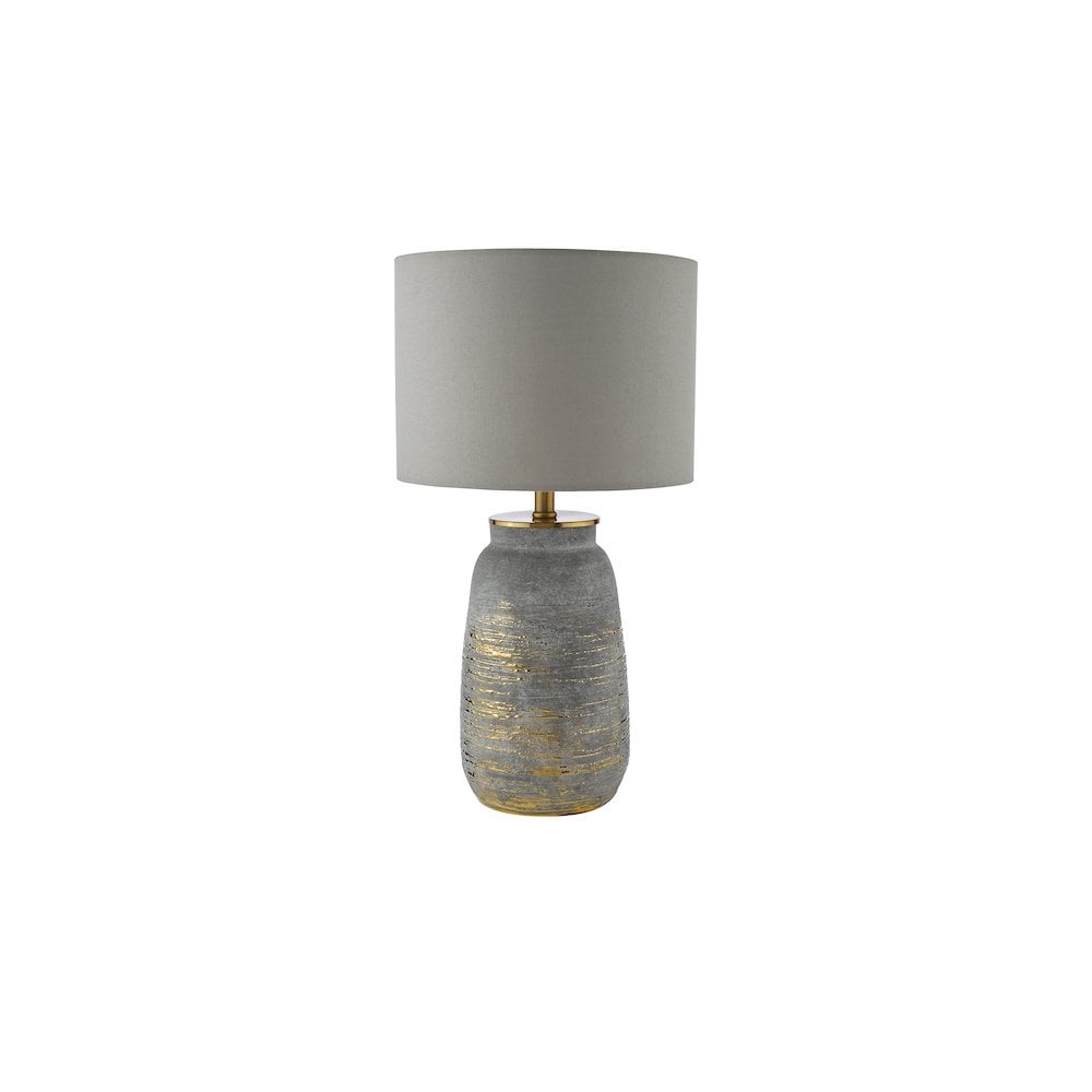 CRE4239-PYR1439 Creon Ceramic Table Lamp Grey and Antique Brassss With Shade