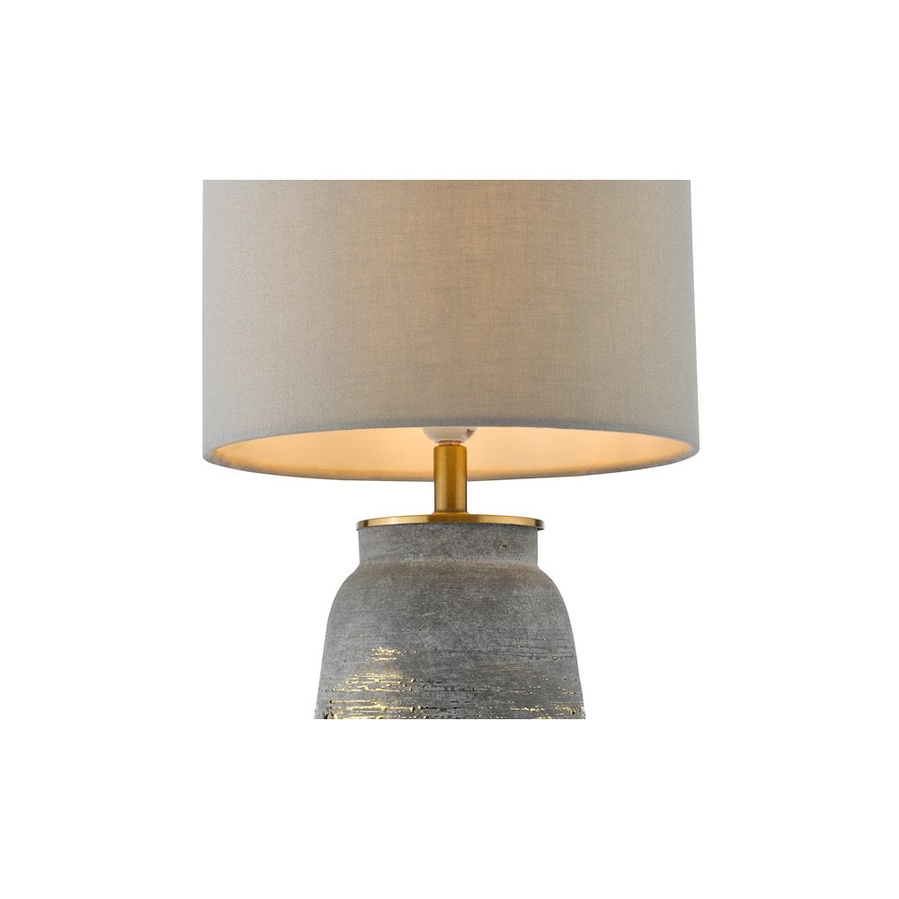 CRE4239-PYR1439 Creon Ceramic Table Lamp Grey and Antique Brassss With Shade