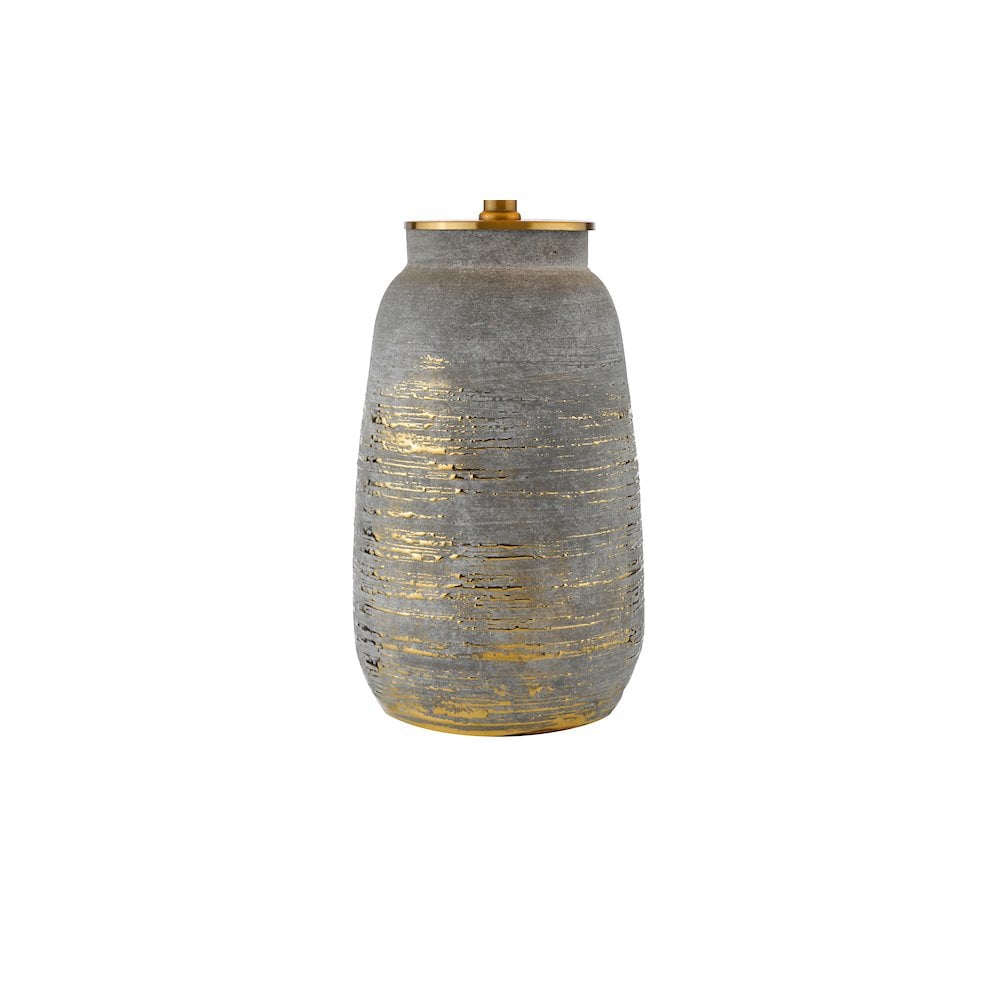CRE4239-PYR1439 Creon Ceramic Table Lamp Grey and Antique Brassss With Shade