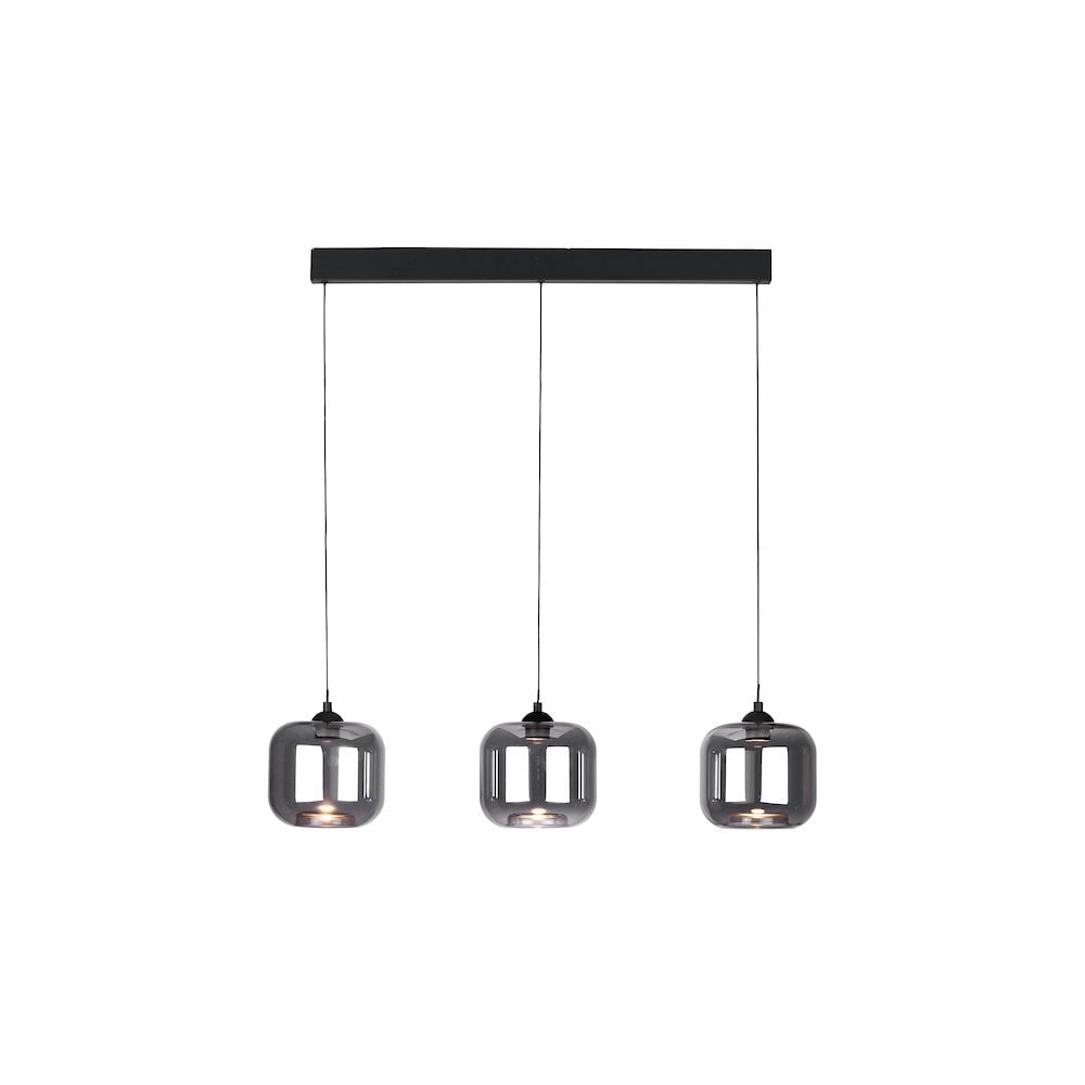 EIL0322-AID6510B Eileen 3 Light Bar Pendant Matt Black and Smoked Glass LED