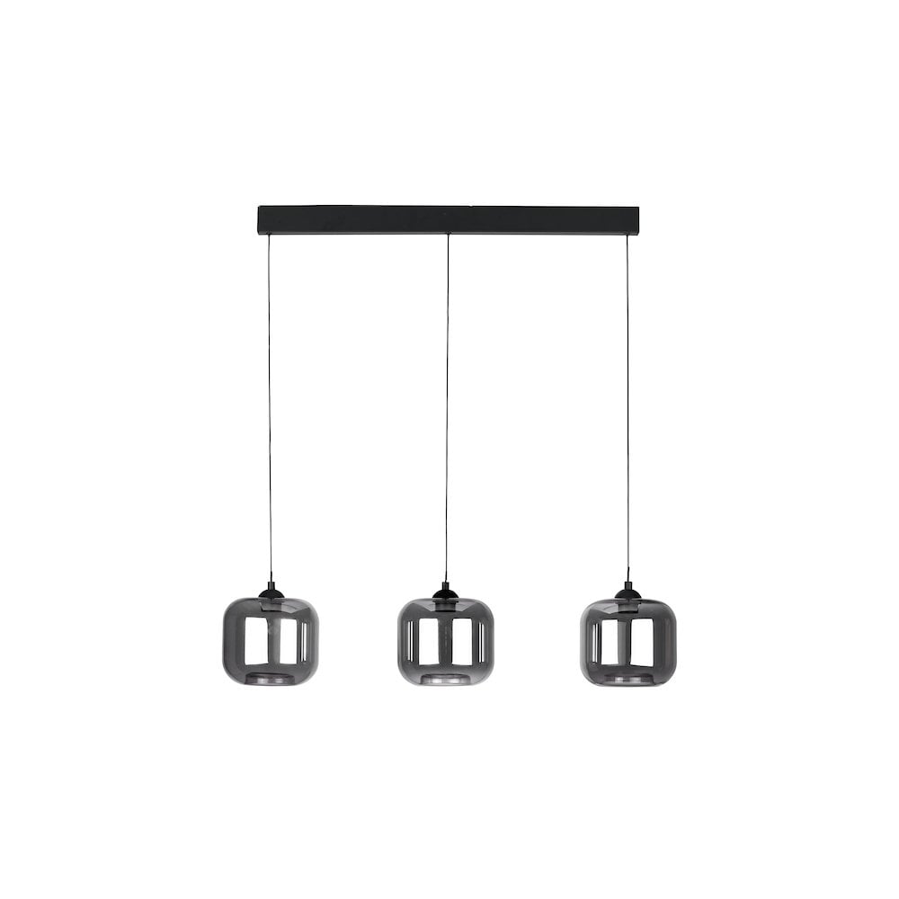 EIL0322-AID6510B Eileen 3 Light Bar Pendant Matt Black and Smoked Glass LED