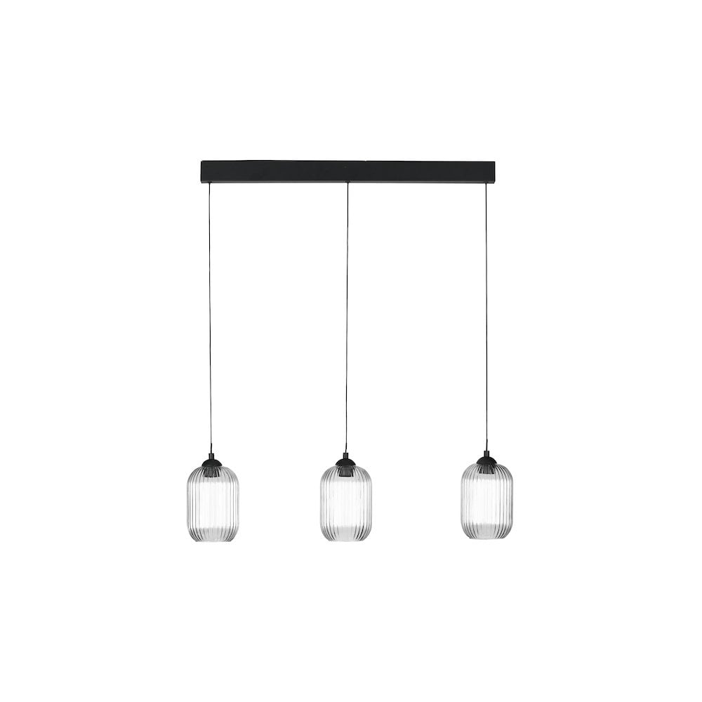 EIL0322-SAW6508 Eileen 3 Light Bar Pendant Matt Black and Ribbed Glass LED