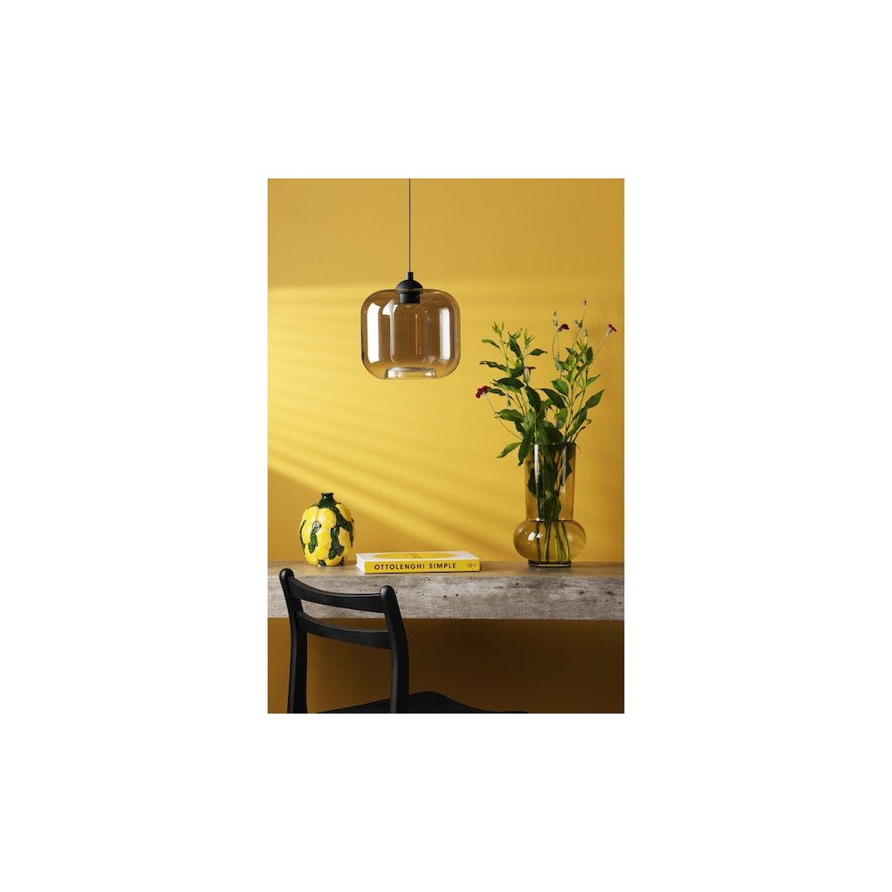 EIL0722-AID6510B Eileen Pendant/Wall Light Matt Black and Smoked Glass LED