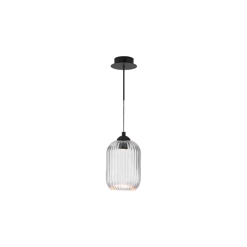 EIL0722-SAW6508 Eileen Pendant/Wall Light Matt Black and Ribbed Glass LED