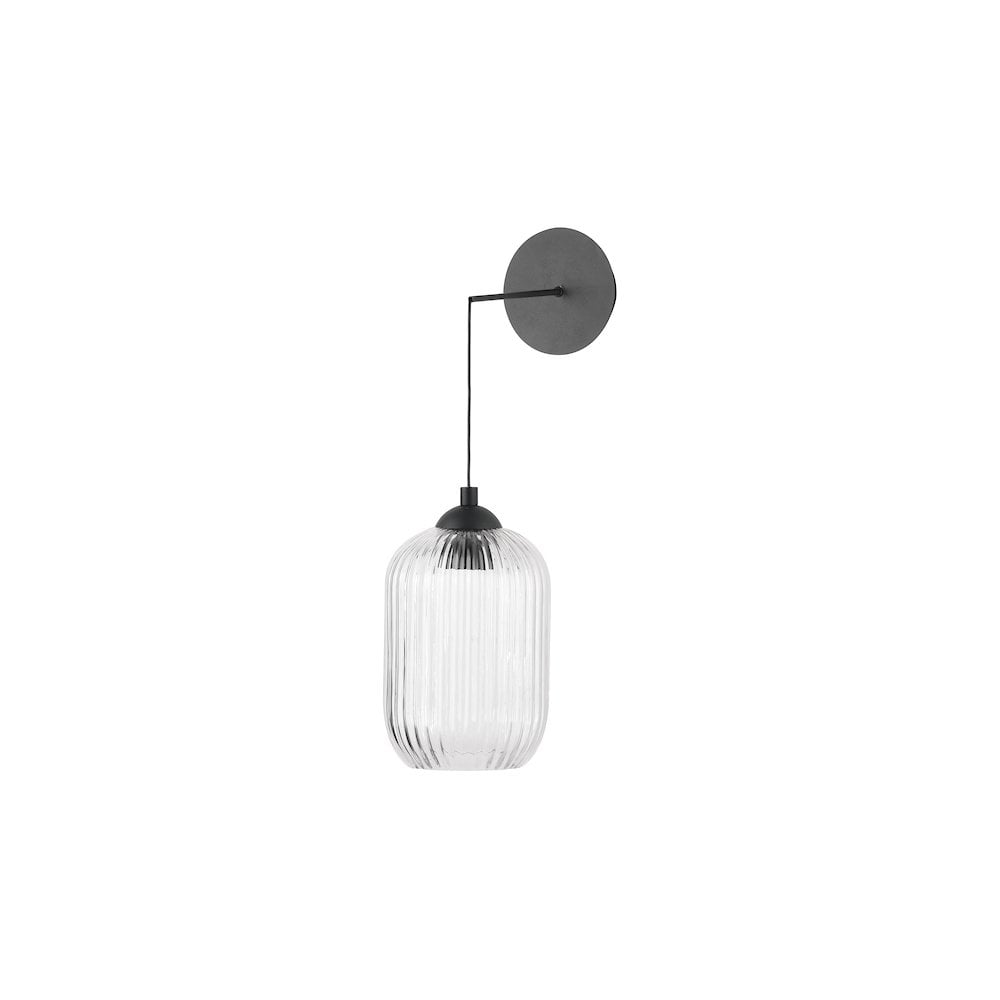 EIL0722-SAW6508 Eileen Pendant/Wall Light Matt Black and Ribbed Glass LED
