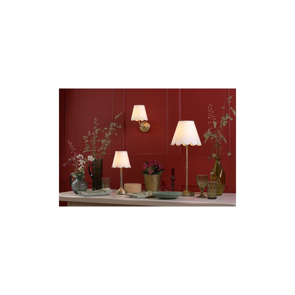 NAV0775-NER262 Navarro Rechargeable Wall Light Matt Antique Brass With Shade LED