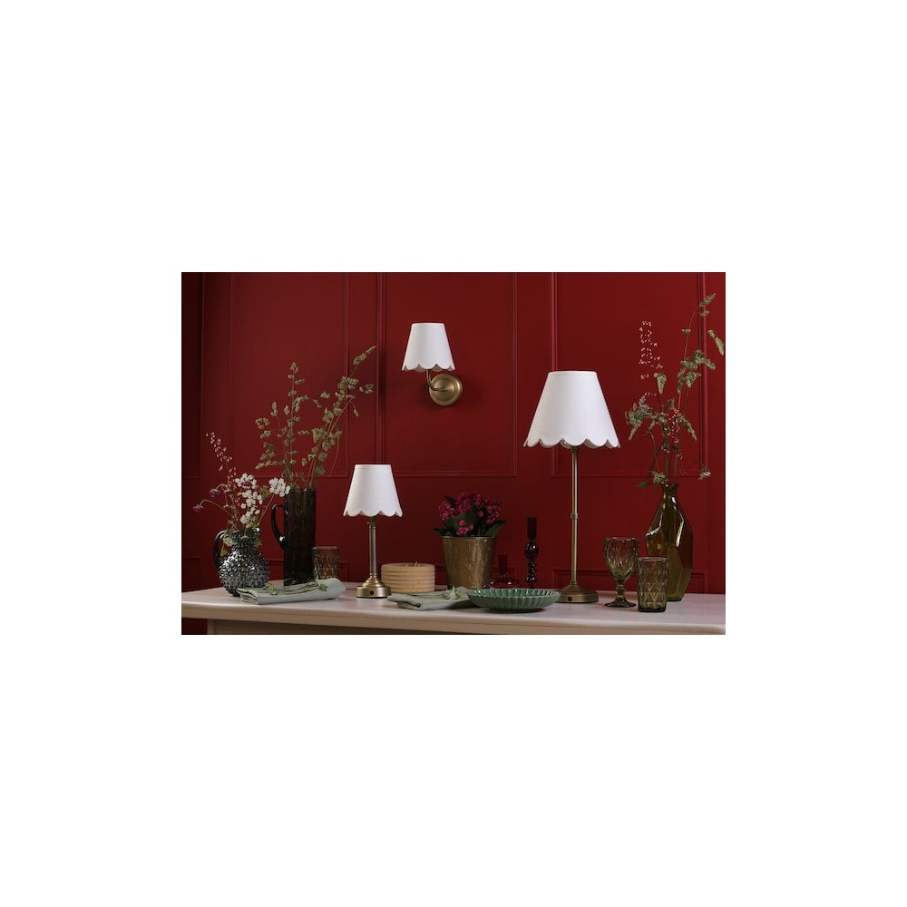 NAV0775-NER262 Navarro Rechargeable Wall Light Matt Antique Brass With Shade LED