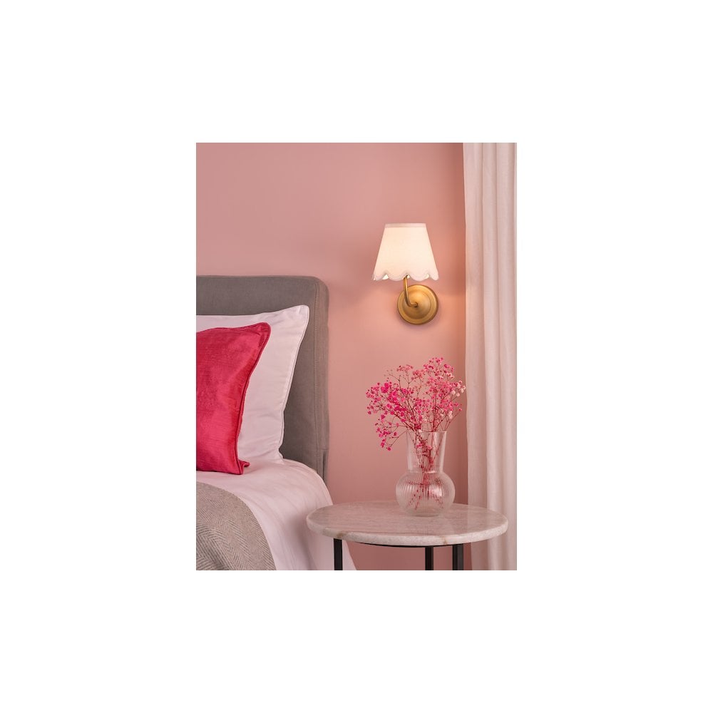NAV0775-NER262 Navarro Rechargeable Wall Light Matt Antique Brass With Shade LED