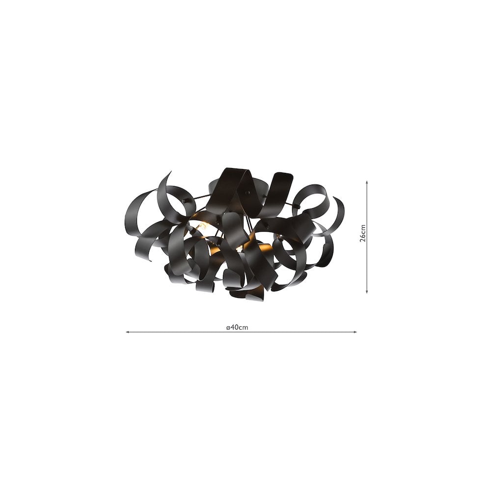SWA0422-03 Swash 4 Light Flush Black With Black Ribbins