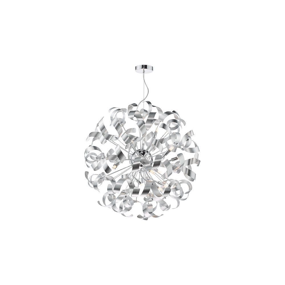 SWA1250-04 Swash 12 Light Pendant Polished Chrome With Aluminium Ribbons