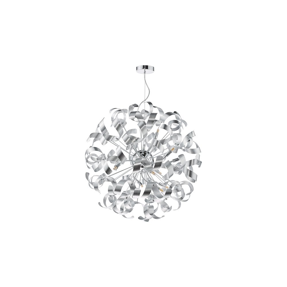 SWA1250-04 Swash 12 Light Pendant Polished Chrome With Aluminium Ribbons