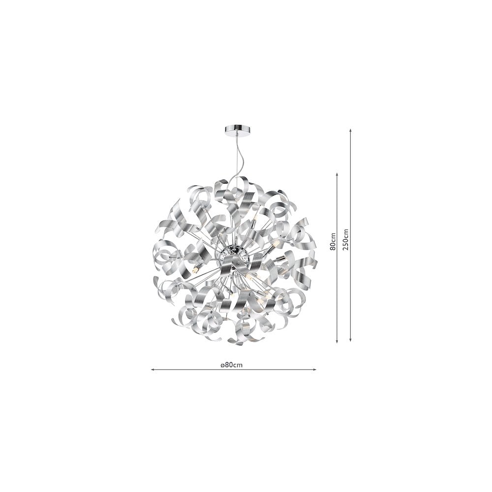 SWA1250-04 Swash 12 Light Pendant Polished Chrome With Aluminium Ribbons