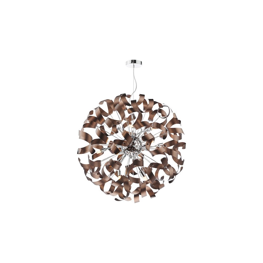 SWA1250-06 Swash 12 Light Pendant Polished Chrome with Copper Ribbons
