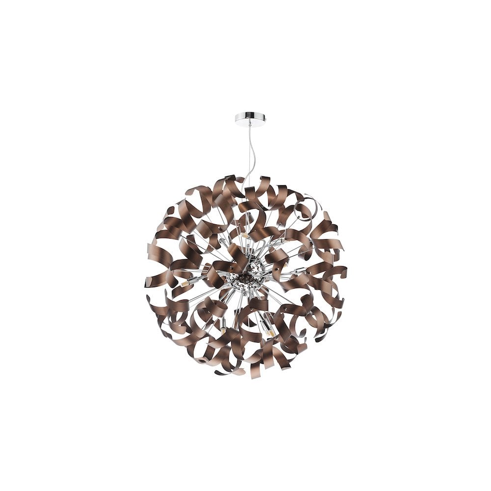 SWA1250-06 Swash 12 Light Pendant Polished Chrome with Copper Ribbons