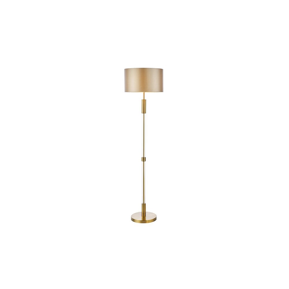 SYL4975-LYR1629 Sylvester Floor Lamp Antique Brass and Glass With Shade